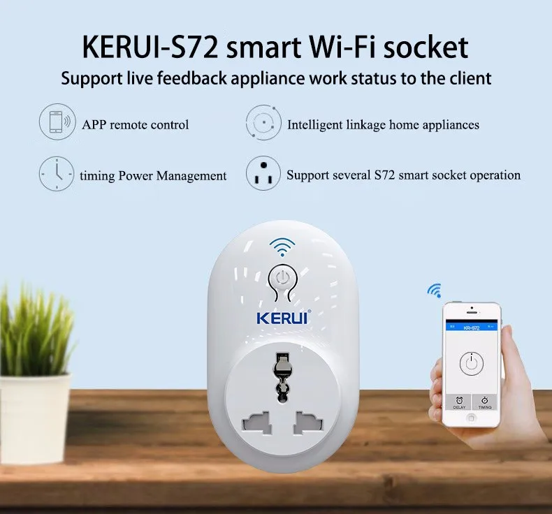 KERUI S72 Удаленная Wifi умная розетка с разъемом для ЕС, Австралии, США, Великобритании, домашняя Автоматизация, приложение для управления, приборы для Iphone, Android