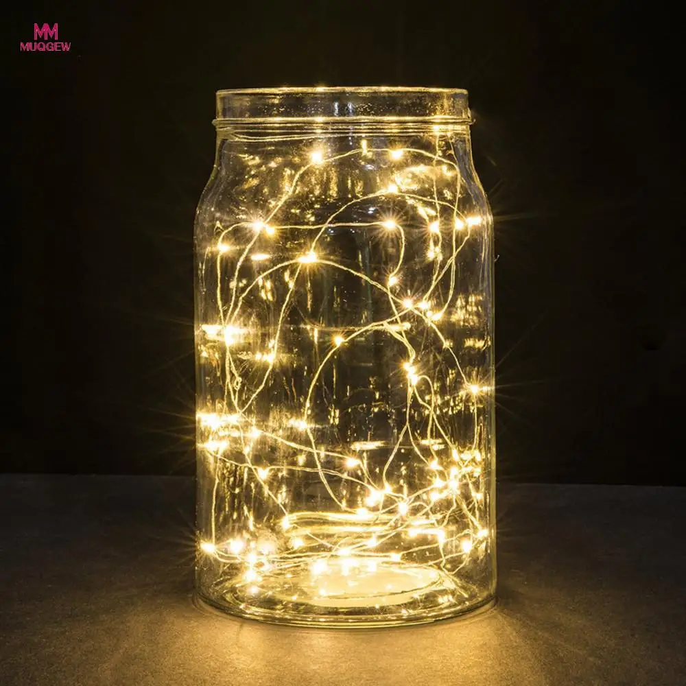 2 м 20LED кнопка на батарейках Серебряная медная проволока мини сказочные гирлянды