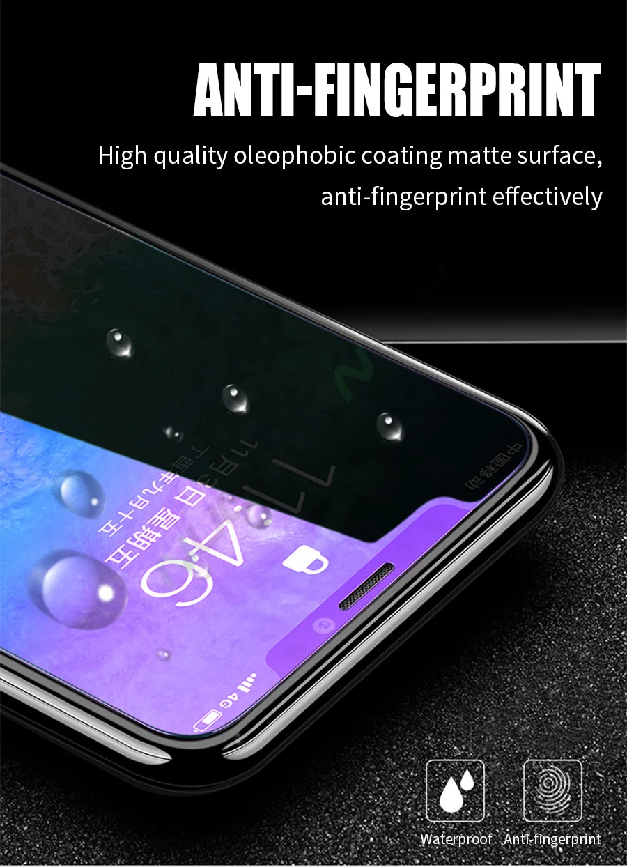 Закаленное стекло для iPhone XS Max XR X 8 7 6 6s Plus 11 Max Pro с защитой от ультрафиолета 9 H, фиолетовый, синий светильник, отпечаток пальца