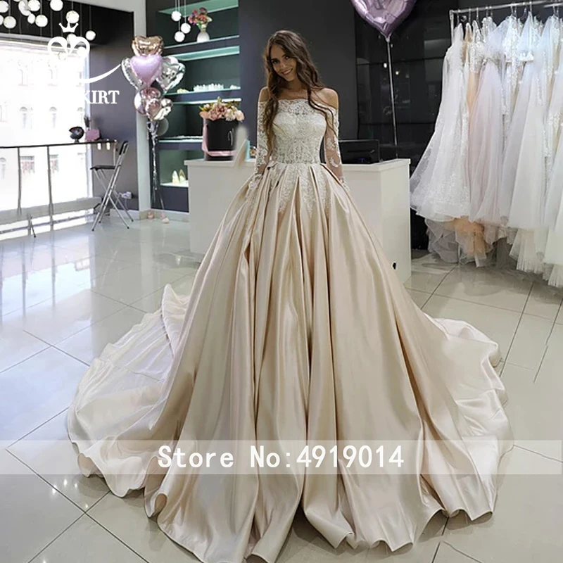 Swanskirt/свадебное платье с вырезом лодочкой; Новинка года; Модное бальное платье с аппликацией из бисера; свадебное платье с длинным шлейфом; HZ06