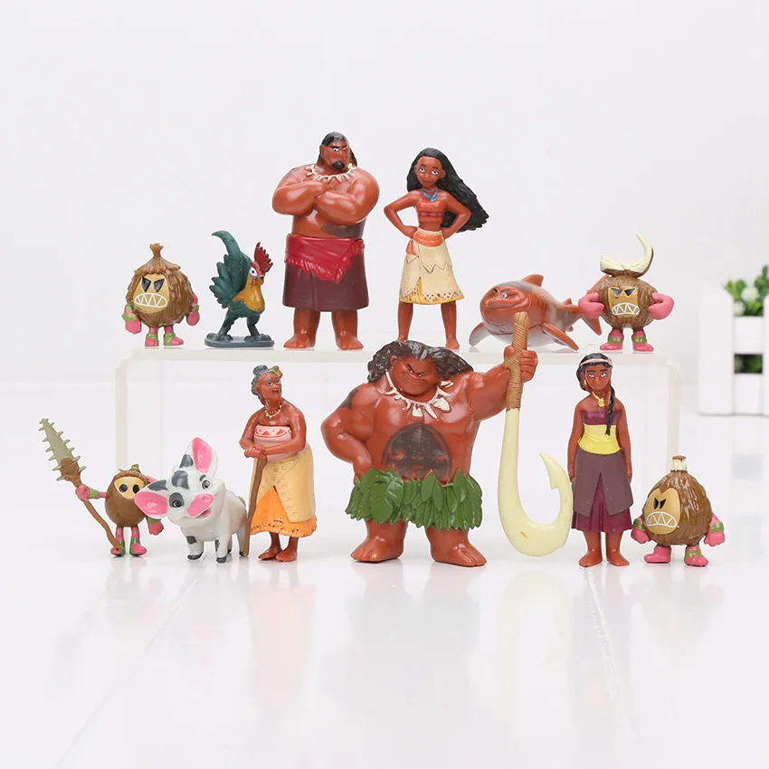 12pcs Мультфильм Моана принцесса Легенда Vaiana Maui главный туи Тала Heihei Pua ПВХ фигурка игрушка куклы Подарки 3,5-10 см - Цвет: 12pcs