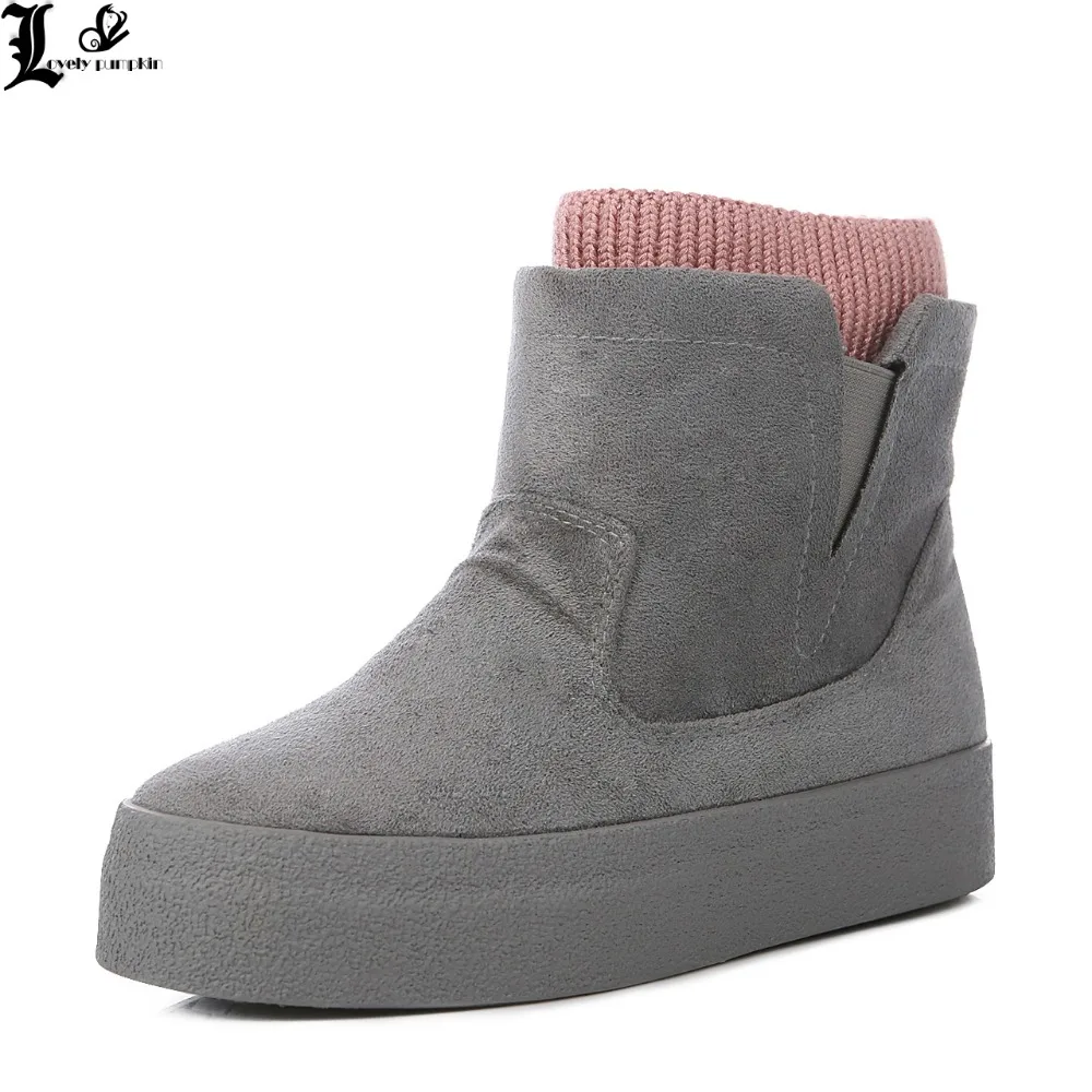 Зимние ботинки Botas Mujer Новинка 2018 года женские модные флоковые ботильоны на