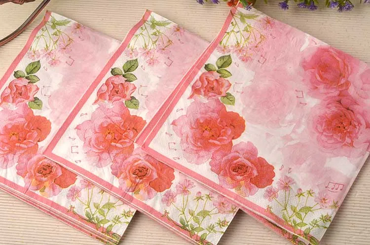 Новые салфетки бумажные носовой платок с розовым цветочным узором декоративные