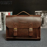 designer men briefcase crazy horse leather shoulder bags vintage crossbody bags business office handbags mens travel laptop bag