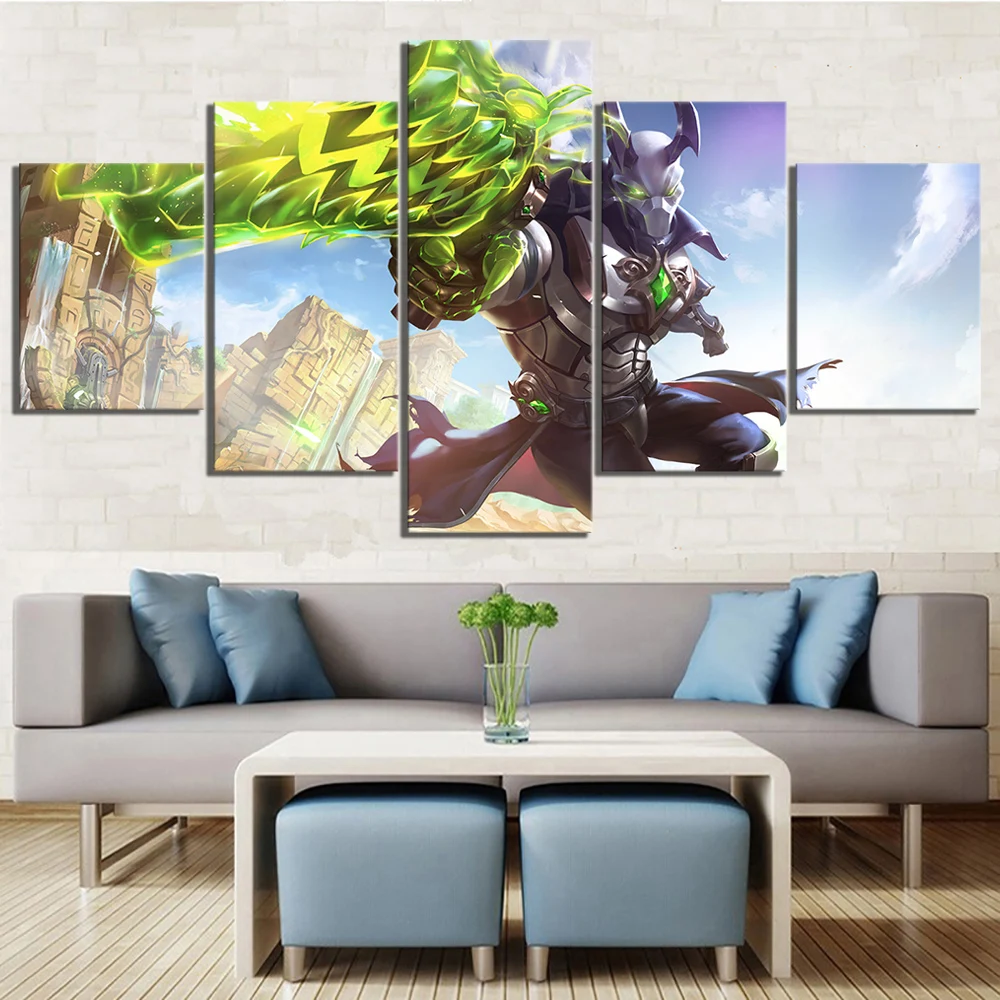 Printed Wall Art Poster Modular Canvas Pictures 5 Pieces Heads Will Roll Paladins Cartoon Game Paintings Frame Decor Living Room | Дом и сад