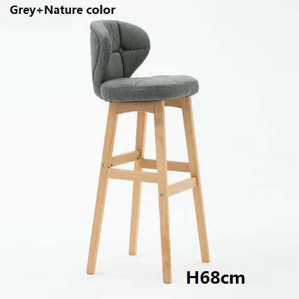 H68 cm dark grey Скандинавский барный стул из массива дерева современный минималистичный креативный барный стул передняя спинка высокий барный стул для дома, бара - Цвет: H68 cm dark grey