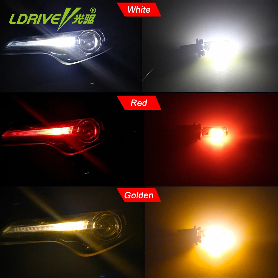 LDRIVE 9 цветов Светодиодная лампа COB T10 белый желтый золотой красный розовый зеленый