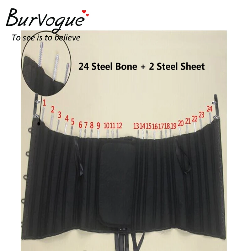 Женский корсет Burvogue сексуальные Сатиновые Корсеты на талии со стальными