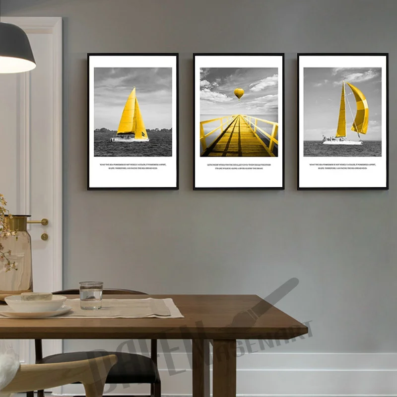 Современная картина без рамки с золотым морским парусником холст креативные