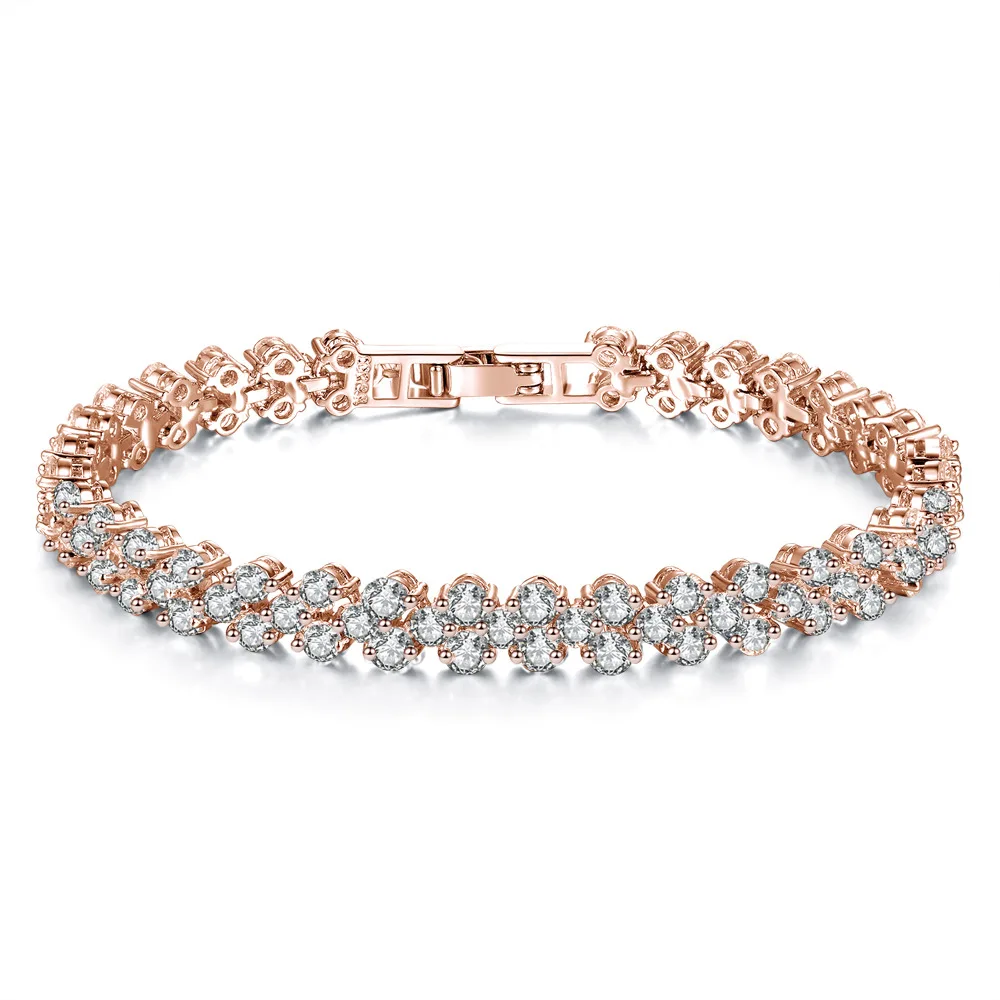 RACHEL VICHY CZ Crystal Tennis Bracelet Zircon Bangle Chains Gold Strand Bracelets For Women Female Jewelry B01 | Украшения и