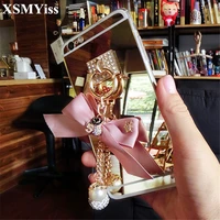 for xiaomi redmi 5 7 8 6a 7a 8a 9a note5 6 7 8 9 pro 8t luxury crystal diamond bowknot pendant bling mirror soft phone case
