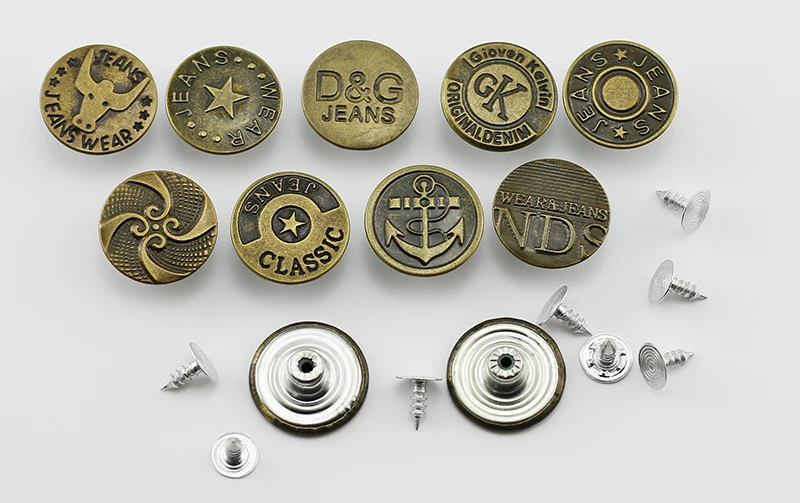 Whole Sale 500Pcs Diameter 20mm Bronze Jeans Buttons Mixed Styles Metal DIY Shank For Fasterners | Дом и сад