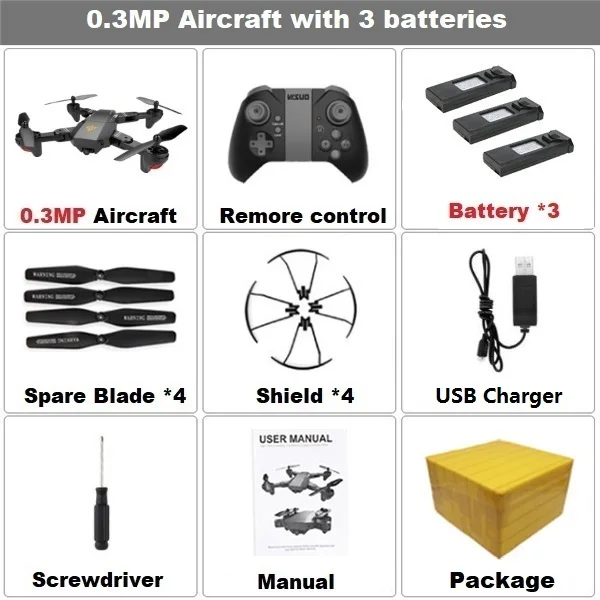 VISUO XS809HW XS809W селфи Дрон с широкоугольной HD камерой RC Дрон Профессиональный WiFi FPV RC Квадрокоптер вертолет мини Дрон - Цвет: Set3 0.3MP F 3B