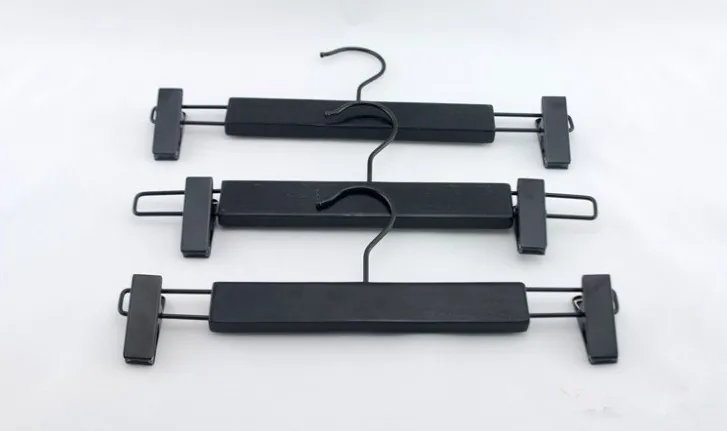 Вешалка Деревянная Hangerlink черная 33 см с зажимами для нижней части вешалка брюк (20