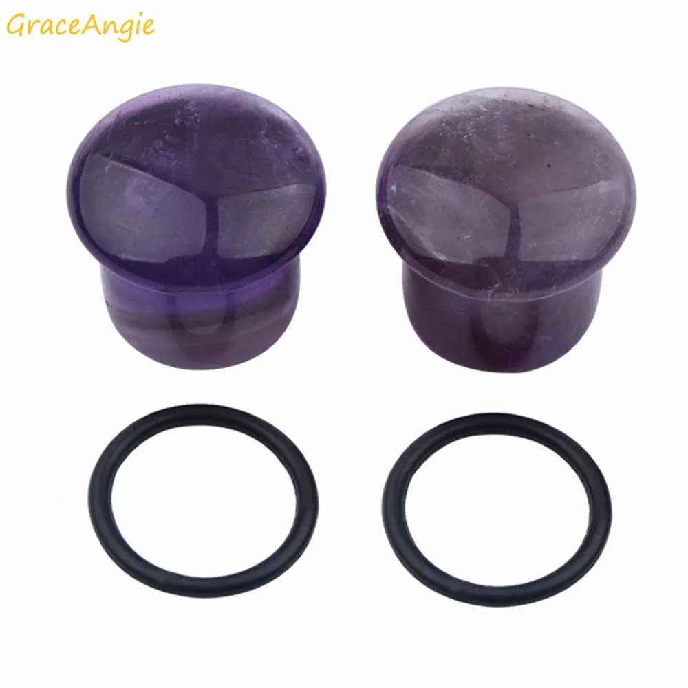 GraceAngie 2 шт. 4/6/8/10/12/14 мм затычки для ушей туннель камень фиолетовый Charoite кожаное