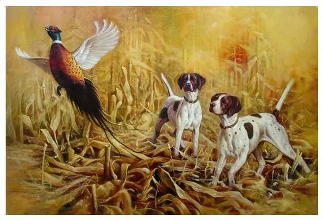 Бесплатная доставка ручная работа охотничьи собаки картины маслом на холсте
