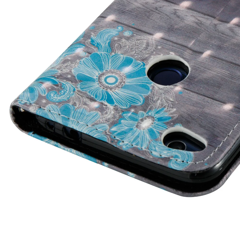 Blue Flower 3D Colorful Pattern Wallet Flip Stand Pouch Shell Skin Case For Huawei P8 lite 2017 5.2&quot Leather Cover Coque Fundas |