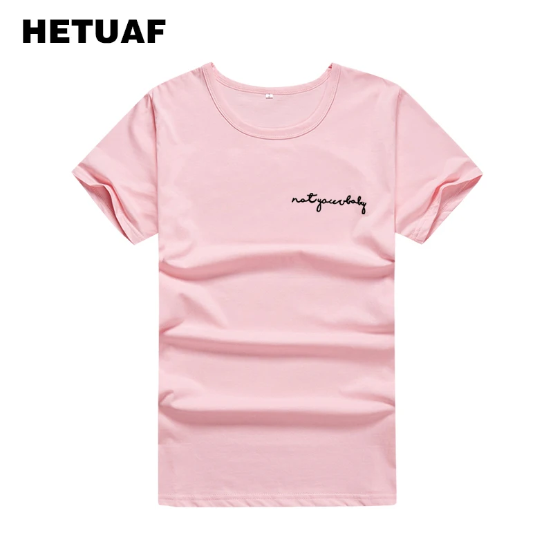 

Женская футболка с карманами HETUAF Not You Baby, хлопковая футболка в Корейском стиле, забавная футболка для лета, 2018