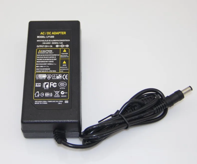 12 V 5A адаптер переменного тока для DC 12 V 5A 60 W светодиодный блок питания зарядное устройство для 5050/3528 SMD светодиодный свет или ЖК-монитор CCTV