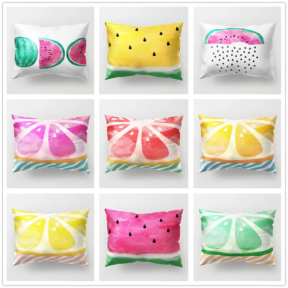 

Fruits Polyester Cushion Cover Watermelon Lemon Pattern Decorative Pillowcase 30*50 Home Fresh Decor for Sofa Car Couch Bedroom