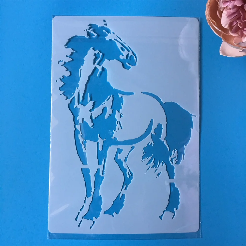 

Hot A4 Horse DIY Layering Stencils Painting Scrapbook Coloring Embossing Album Decorative Paper Card Template