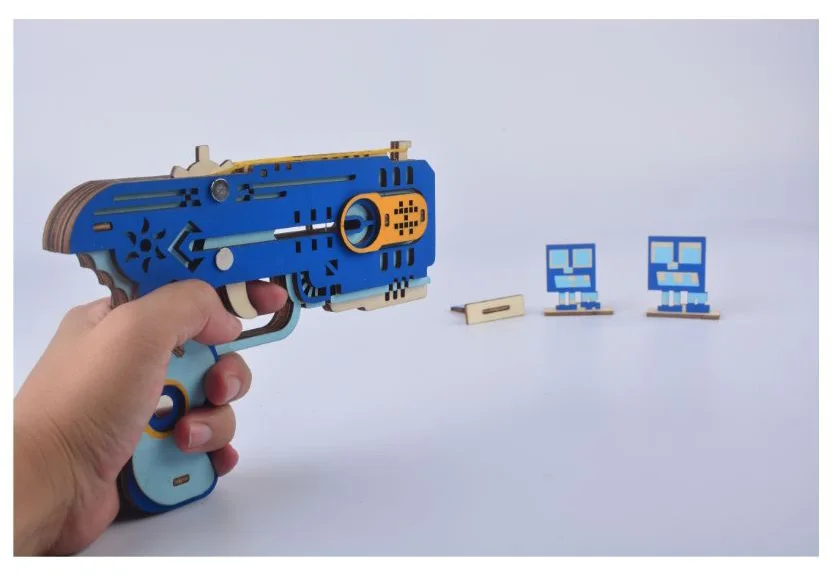 DIY строительные блоки игрушечный пистолет Деревянный пластиковая сборка