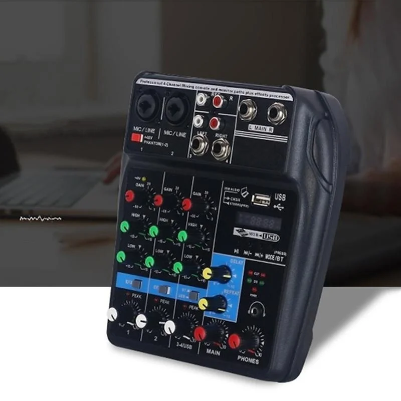 Усилитель звукового микшера Mini USB Amp плата Bluetooth 48 В фантомное питание 4 канала для