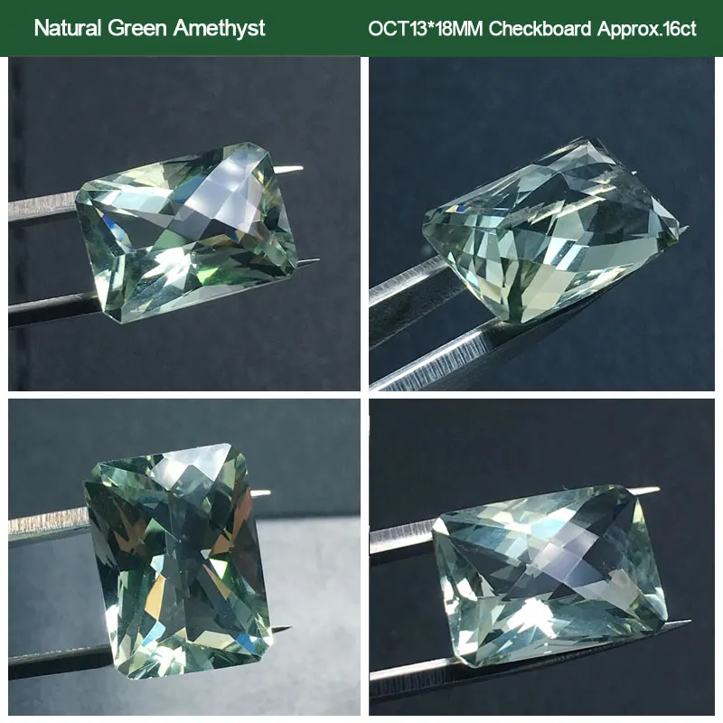 

CSJ OCT Cut Natural Geen Amethyst 15*15MM and 13*18MM Loose Gemstone For Diy Jewelry Ring 925 Silver Or Gold Mounting