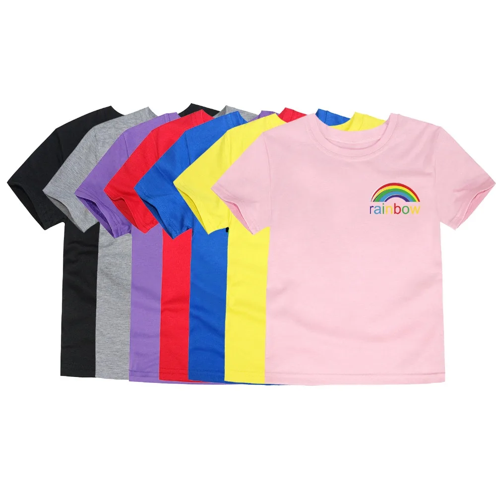 Детская Хлопковая футболка с коротким рукавом 12 цветов|Тройники| |