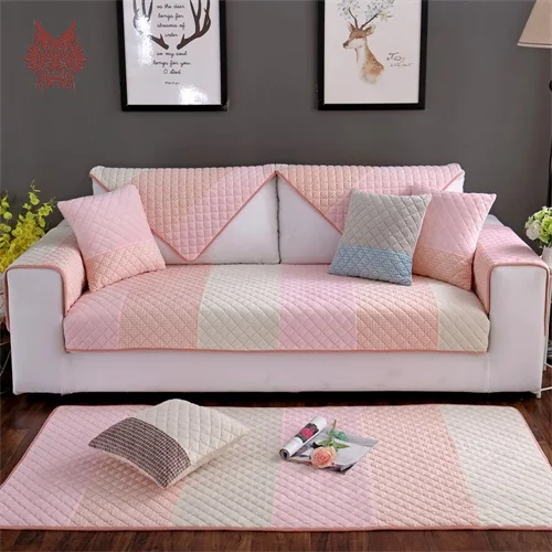 Pink per pic Розовый геометрический стеганые плюшевые секционные чехлы для диванов чехлов мебель диване Чехлы мангала защита для дивана Капа де диван fundas SP5665 - Цвет: Pink per pic