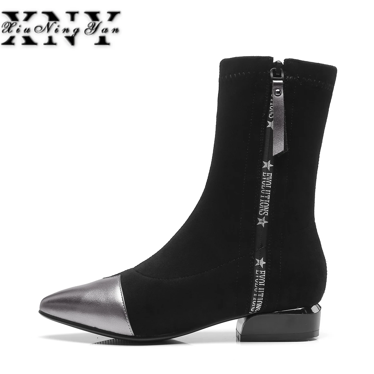 2019 г. Новые женские ботинки ботильоны в британском стиле до середины икры на