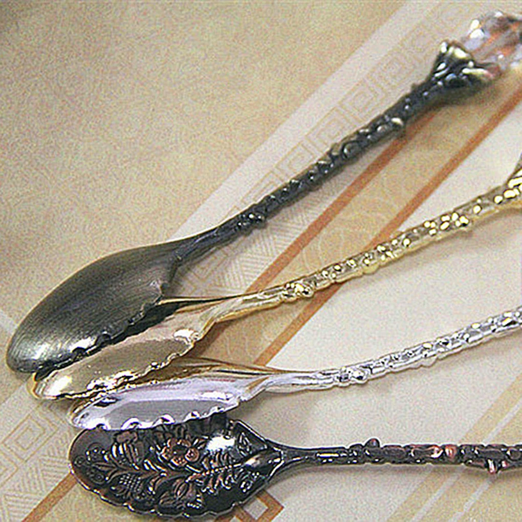 Vintage royal style Crystal Head Bronze Carved Coffee Spoon Tea Icecream Scoop Flatware Home Cutlery | Дом и сад