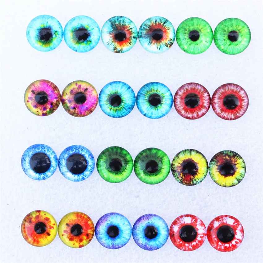 12 мм Случайные Смешанные глаза Дракона круглые стеклянные кабошоны фото купол