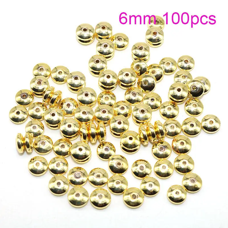 6MM gold 6 мм 100 шт черный гематит желчный камень Бусины распорные бусины ручной работы Шарм, изготовление украшений не выцветает - Цвет: 6MM gold