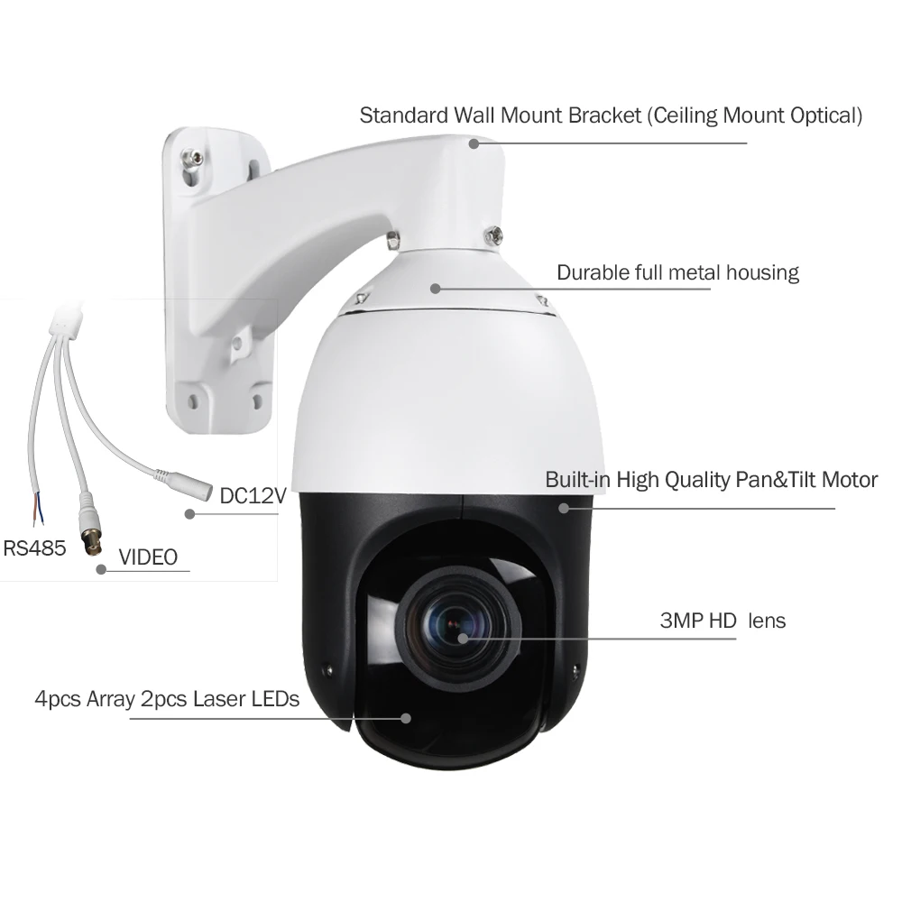 CCTV Security 4&quot MINI IP66 Waterproof Speed Dome AHD 1080P PTZ Camera RS485 Coaxial Control 2.0MP 20X ZOOM Auto Focus IR100M|dome ahd|1080p