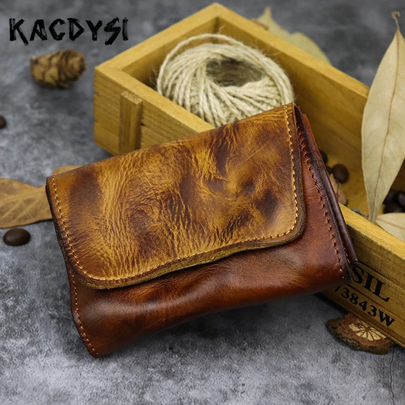 Маленький модный кошелек ручной работы унисекс в стиле ретро для монет карт