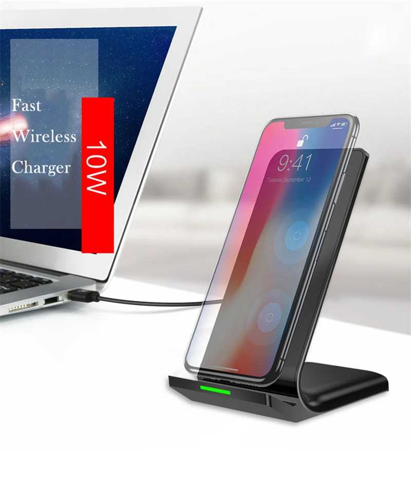Быстрое беспроводное зарядное устройство для iPhone X Xs MAX XR 8 plus samsung S8 S9 Plus Note 9 10W Qi