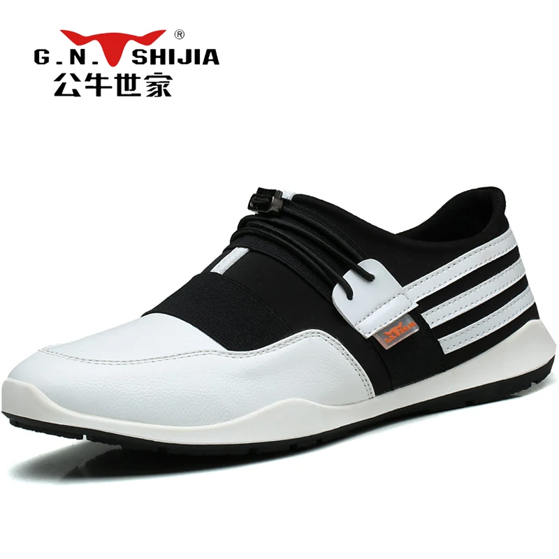 Г. Н.. ШИ ЦЗЯ Британский Стиль Белый Черный Полное Зерно Кожа с Тканью Верхней