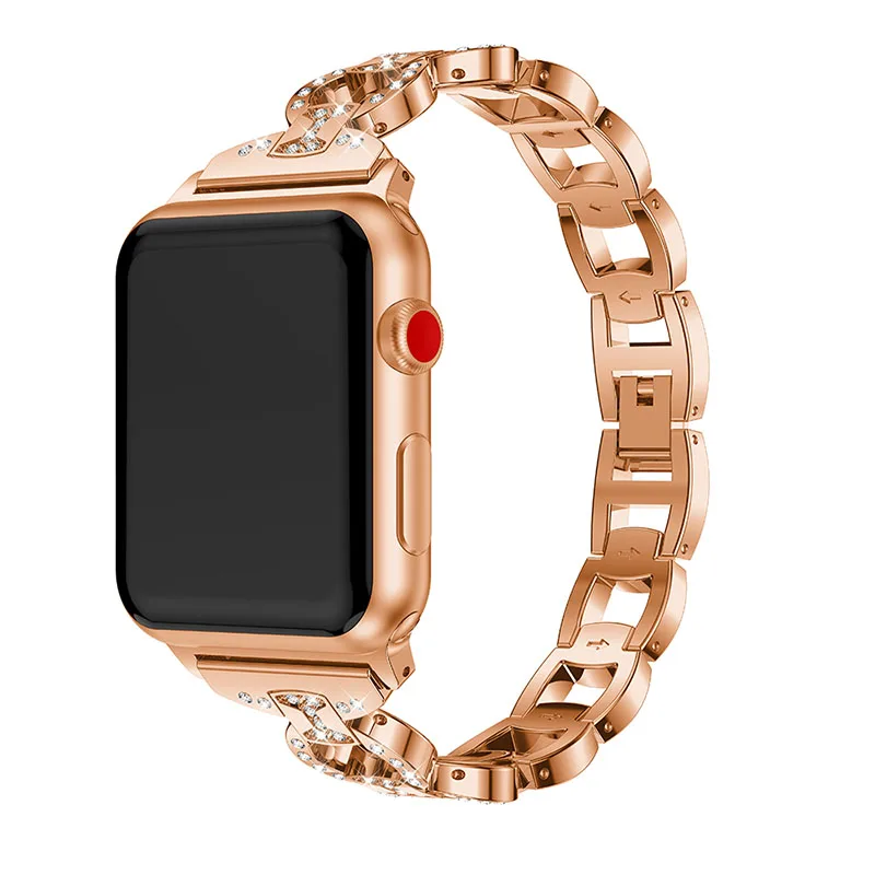 Для Apple Watch Band 44 мм 40 38 42 модный металлический браслет 8 образный Алмазный ремешок