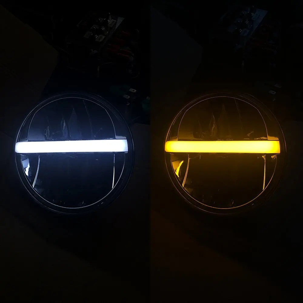 Круглые светодиодные фары DRL 7 дюймов и поворотные огни янтарного цвета подходят