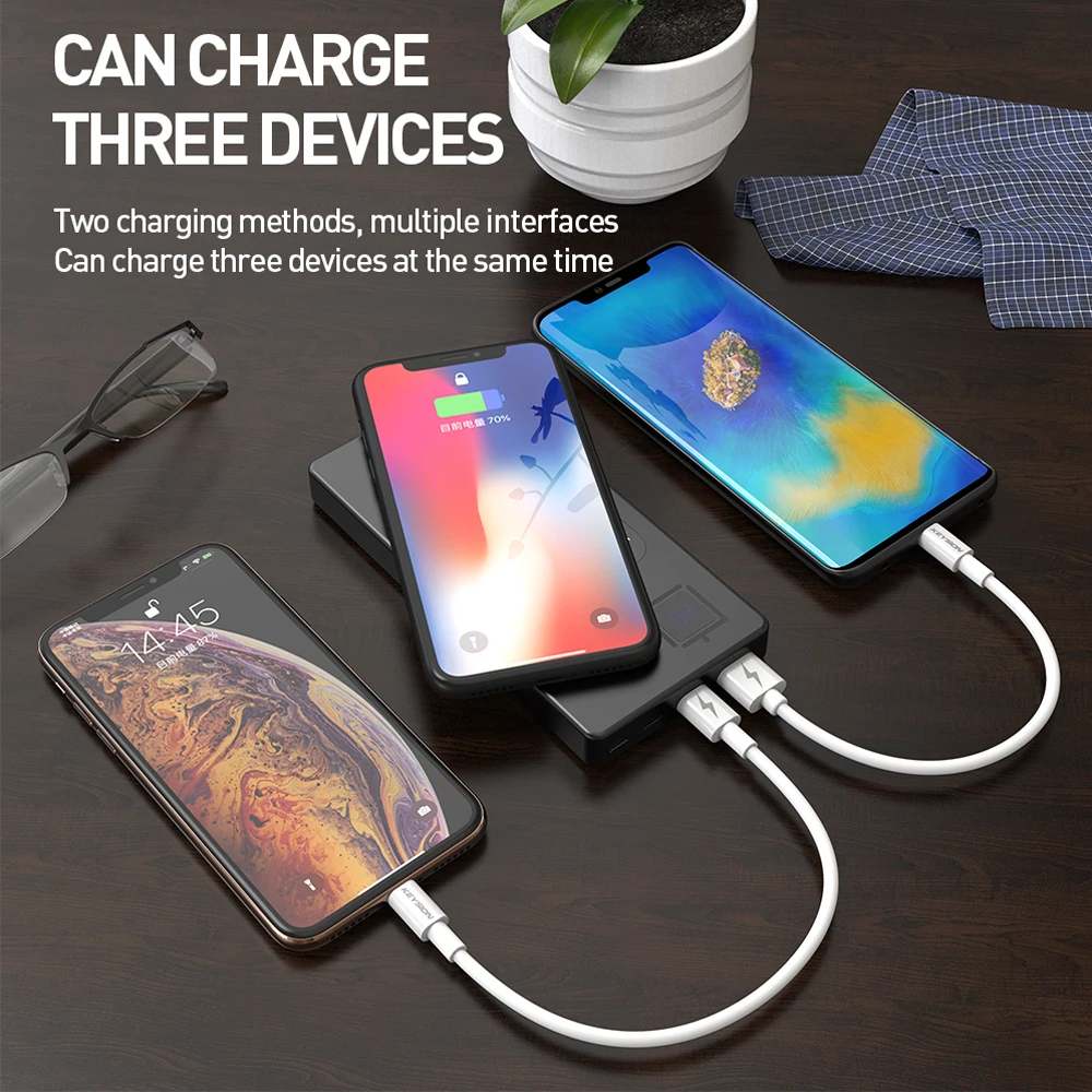 KEYSION 10000mAh Metal Type-C PD/QC3.0 Power Bank 15W 10W 7.5W Fast Qi Wireless Charger Battery for iPhone XS Max XR Mate 20 Pro | Мобильные