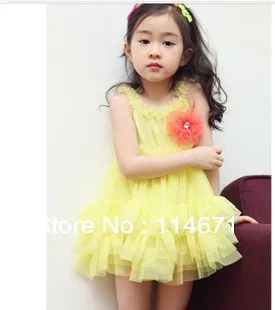 Free shipping(5pcs/lot)2013 Summer Girls Korean Version Girl's Sleeveless Hot Veil Dress Kids Grenadine Sling Dresses Vest | Детская
