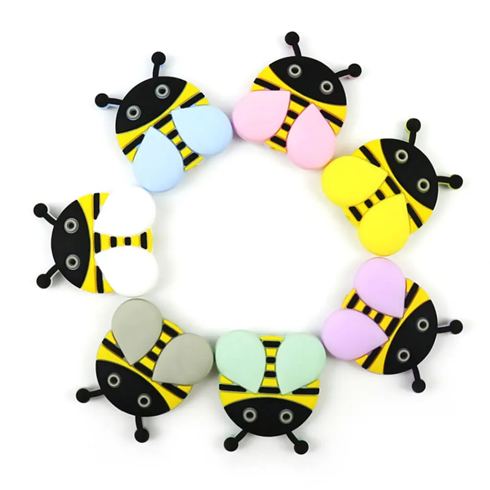7 шт. силиконовые бусины Honeybee 3,1 см Perle Силиконовые Прорезыватели для зубов BPA пчела Mordedor Silicona Bebe Товары для малышей