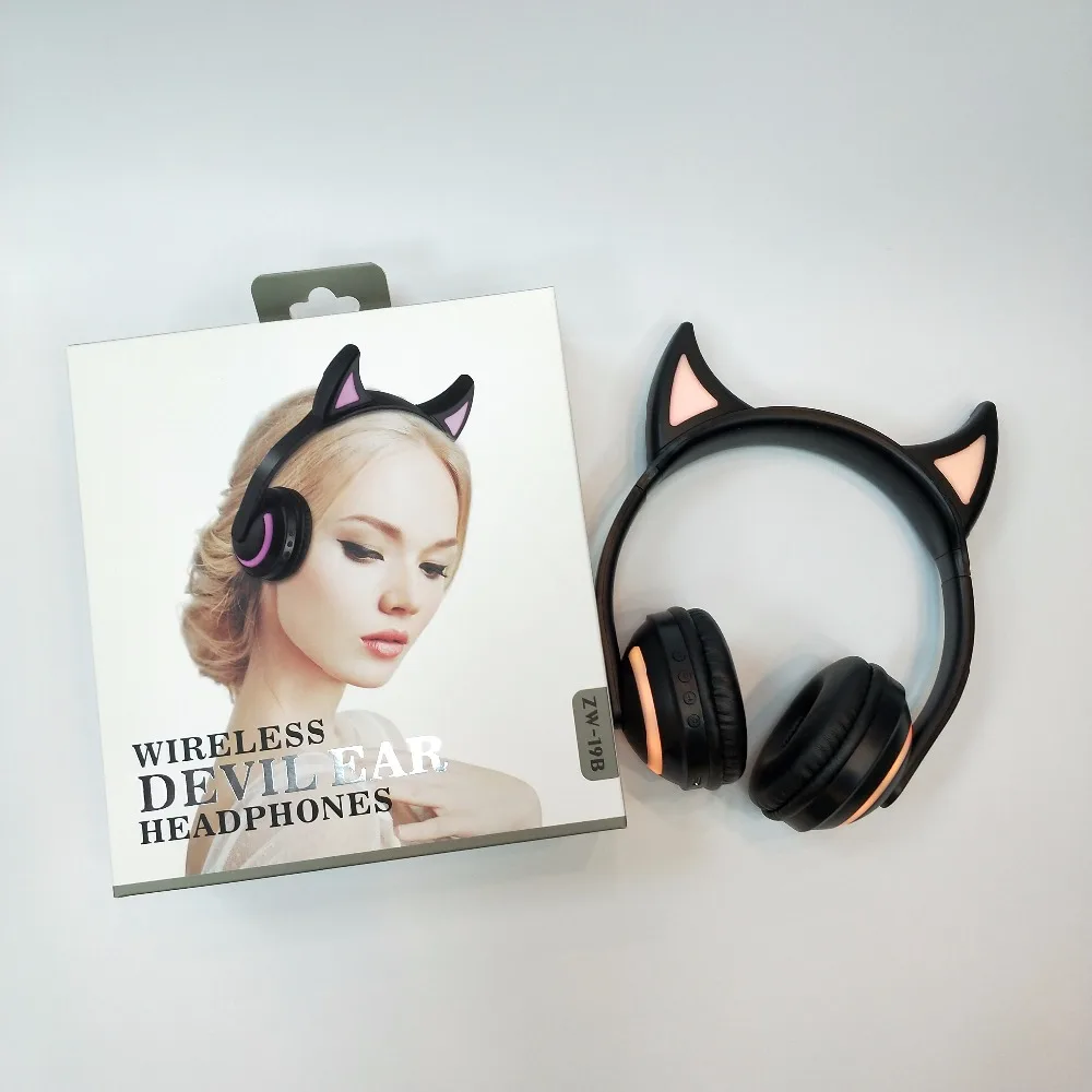 Nasin ZW-19 Bluetooth стерео кошачьи наушники мигающие Светящиеся 7 цветов светодиодный светильник игровая гарнитура для ПК ноутбука компьютера телефона