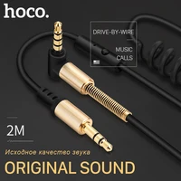 hoco 3 5mm jack spring audio cable male to male extension cable 2m dual aus cable with mic for car iphone headphones universal