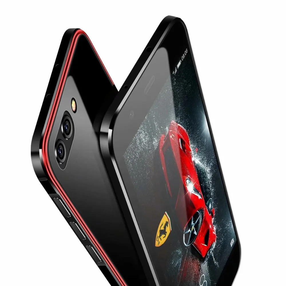 

Luxury Aluminum Metal + Plastic + Tempered Glass Case For Huawei Honor 10 V10 Honor10 Shockproof Case Cover