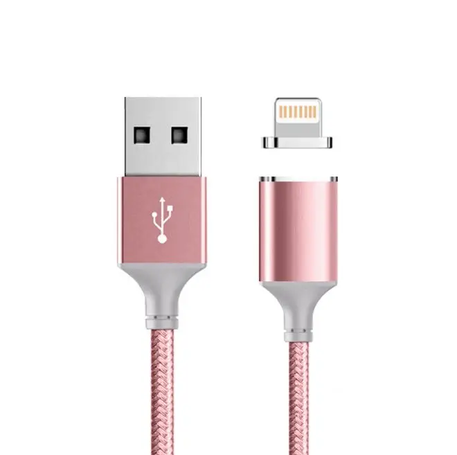 Pink Нейлоновый Плетеный Магнитный usb-кабель, магнитное заряднеое устройство для Apple iPad 2 iPad3 iPad4 iPad5 MINI nano3 nano 3 4 5 6 7 8 X XS Plus - Цвет: Pink