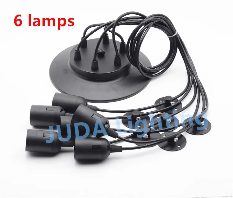 6 lamps Ретро промышленные люстры потолочный розовый навес с кабелем провод E27 патрон лампы шнур набор лампа база для светодиодных комнатных ламп - Цвет: 6 lamps