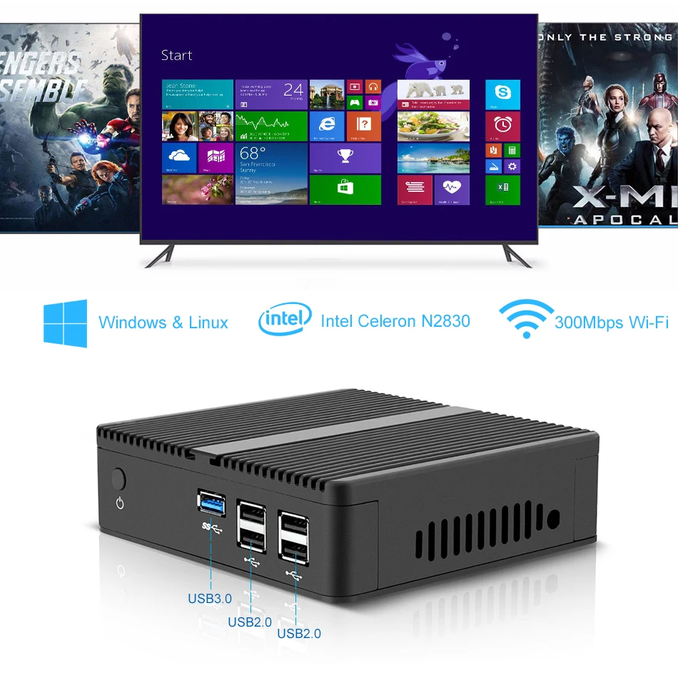 Xcy портативный мини-ПК без вентилятора компьютер Celeron N2830 windows 7/8. 1/10 linux системы настольный pfsense брандмауэр barebone микро ПК