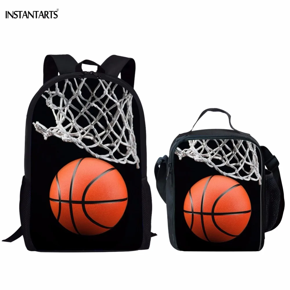 INSTANTARTS Cool 3D Basketbally/Soccerly принт 2 шт детские школьные сумки повседневные для
